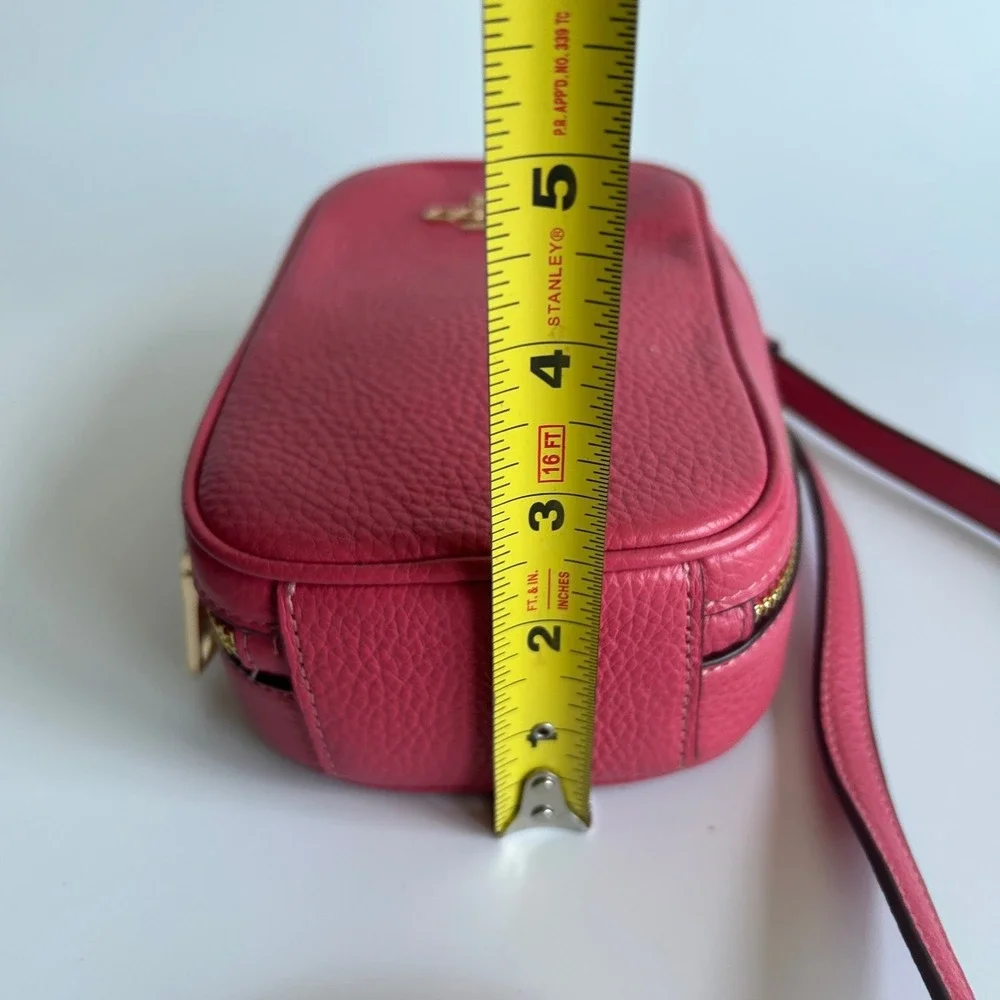 Coach Eva‎ Watermelon Pink Pebbled Leather Crossbody Bag Excellent